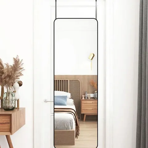 BOXED FULL LENGTH MIRROR WITH ROUNDED CORNERS DOOR HANGING