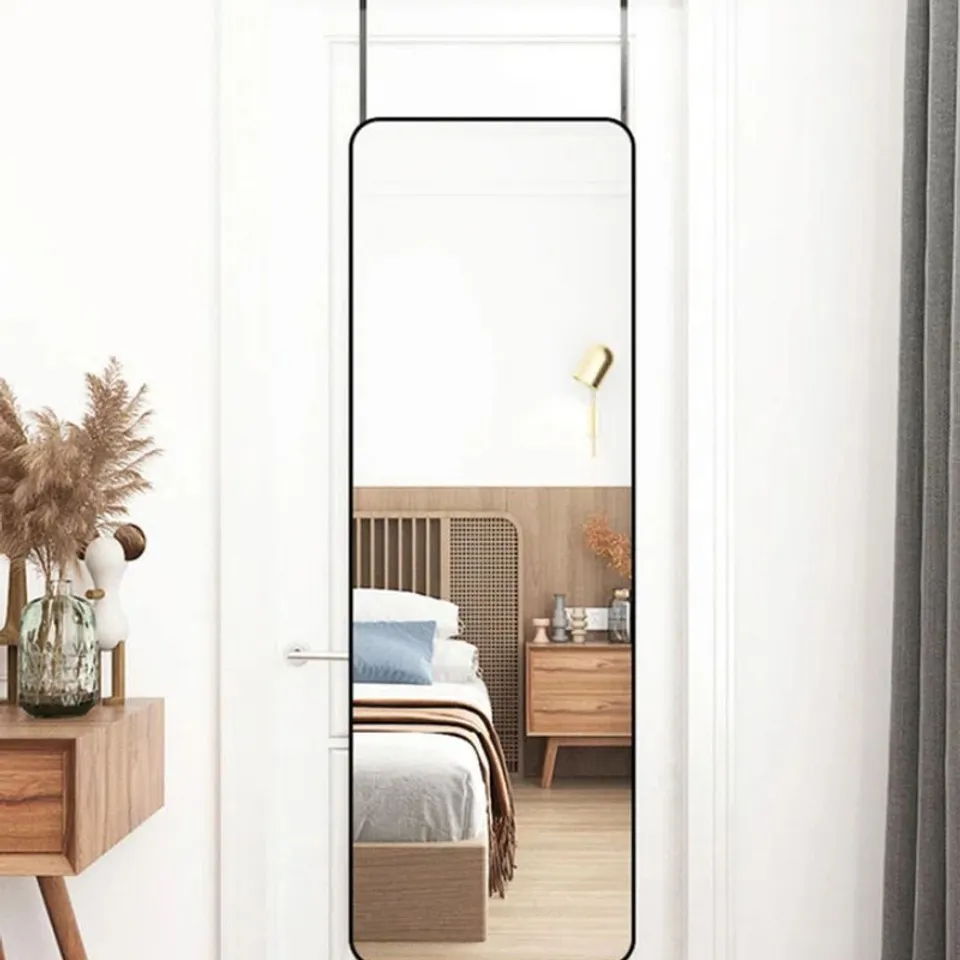 BOXED FULL LENGTH MIRROR WITH ROUNDED CORNERS DOOR HANGING