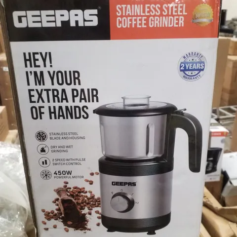 BOXED GEEPAS STAINLESS STEEL COFFEE GRINDER 