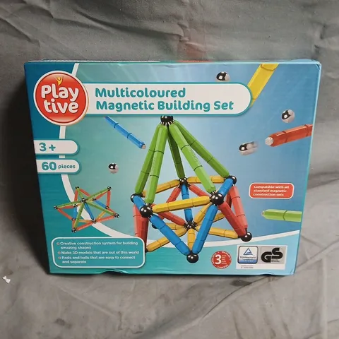 BOXED PLAY TIVE MULTICOLOURED MAGNETIC BUILDING SET - 60-PIECE