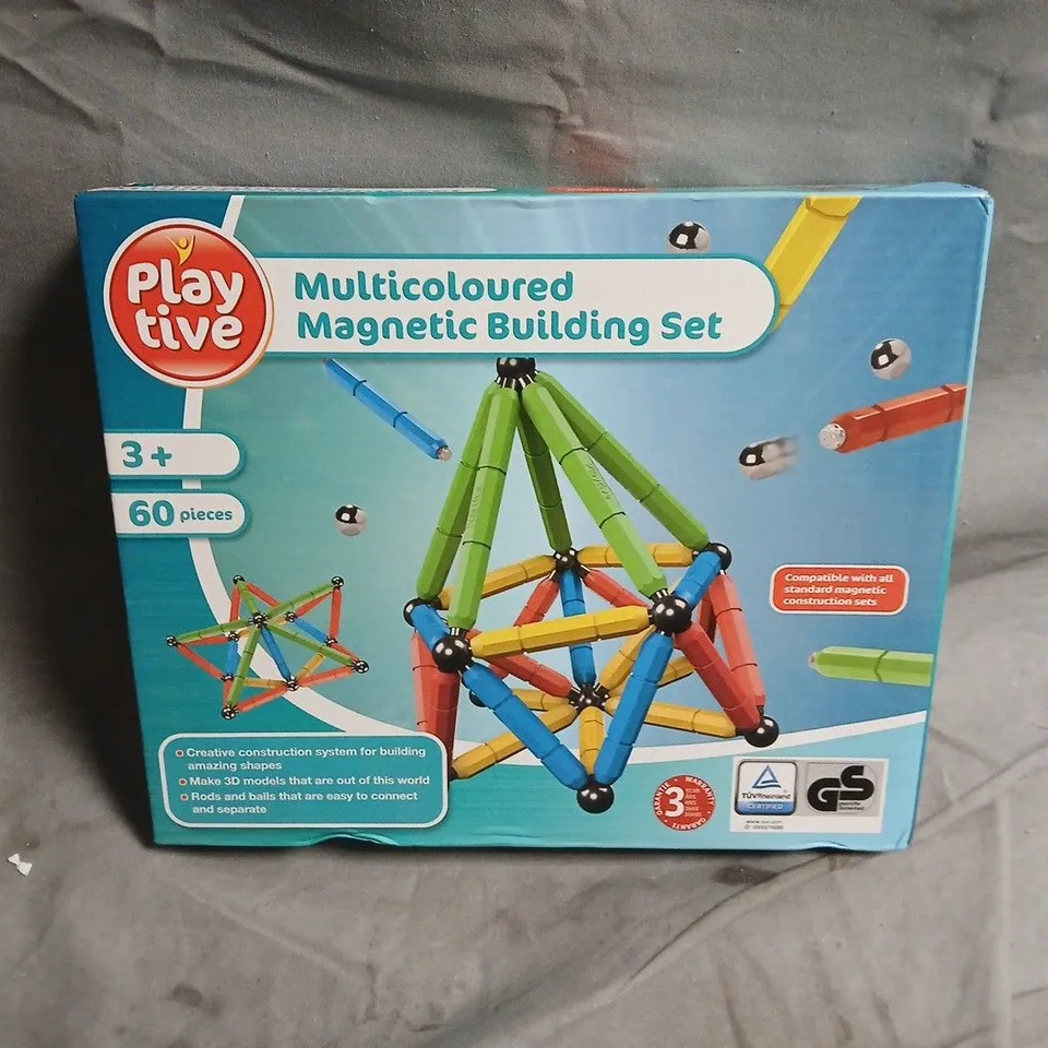 BOXED PLAY TIVE MULTICOLOURED MAGNETIC BUILDING SET - 60-PIECE