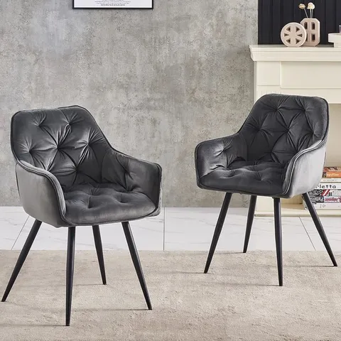 BOXED VELVET UPHOLSTERED ARMCHAIR RUNGE (SET OF 2) 