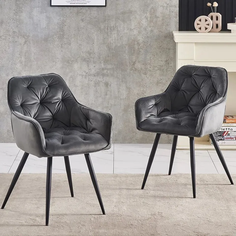 BOXED VELVET UPHOLSTERED ARMCHAIR RUNGE (SET OF 2) 