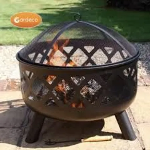 BOXED GARDECO EXTRA LARGE STEEL FIRE BOWL (61CM D X 58CM H)