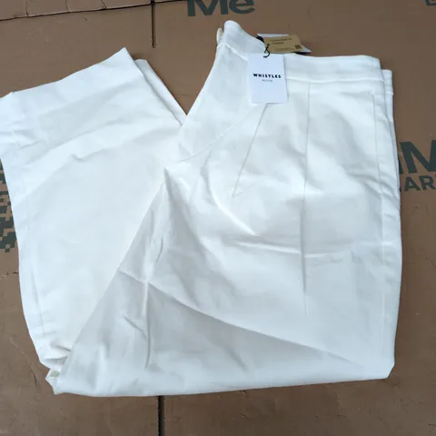 WHISTLES BETHANY COTTON BARREL TROUSERS IN WHITE - UK 14