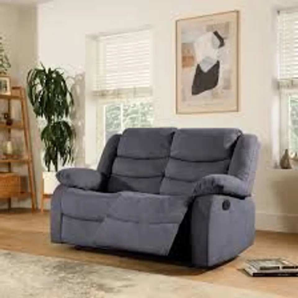 BOXED MONTANA 2 SEATER RECLINER SOFA, SLATE GREY CLASSIC PLUSH VELVET (1 BOX)