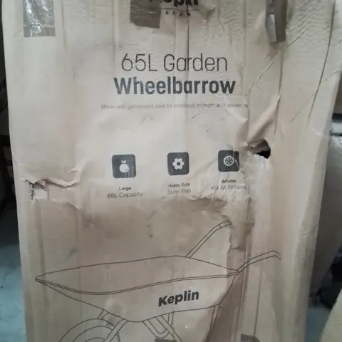 BOXED 65L GARDEN WHEEL BARROW 