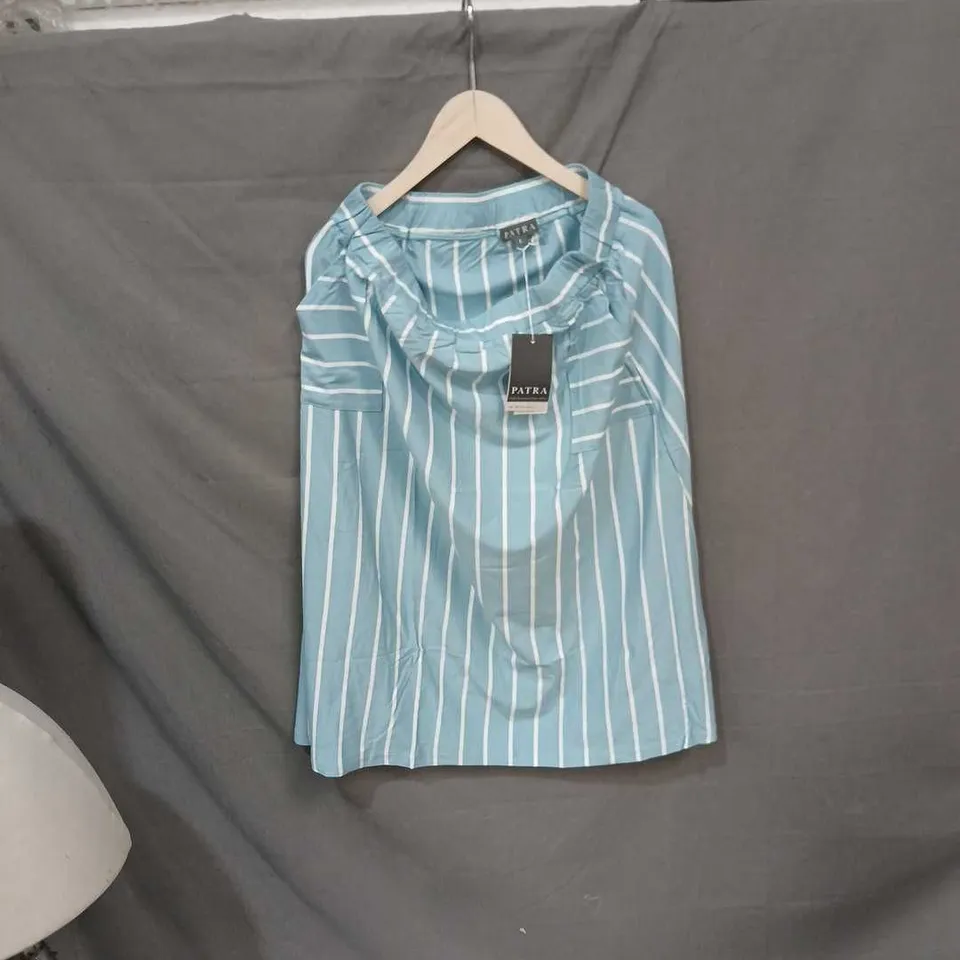 PATRA BLUE & WHITE STRIPED BLOUSE TOP, WOMEN'S, SIZE L
