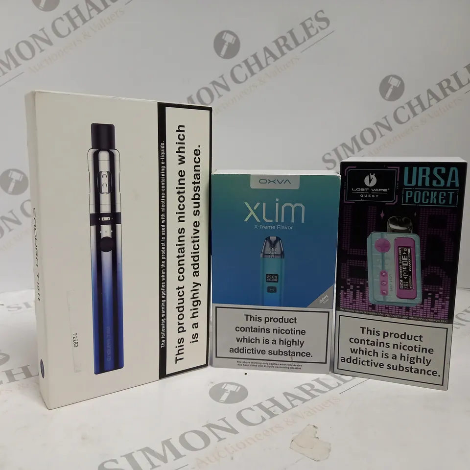 APPROXIMATELY 20 ASSORTED BOXED VAPING PRODUCTS TO INCLUDE INNOKIN ENDURA T18II, LOST VAPE URSA POCKET, OXVA XLIM X-TREME FLAVOUR ETC.