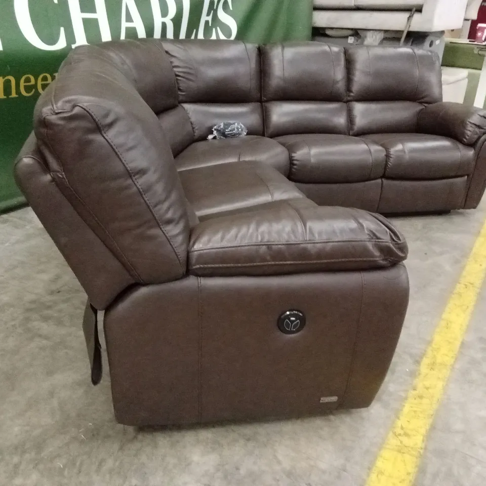 LEIGHTON LEATHER/FAUX LEATHER POWER HIGH BACK RECLINER CORNER GROUP SOFA RRP £2599