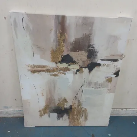 ABSTRACT HAND-PAINTED CANVAS WITH GOLD LEAF DETAIL - COLLECTION ONLY 