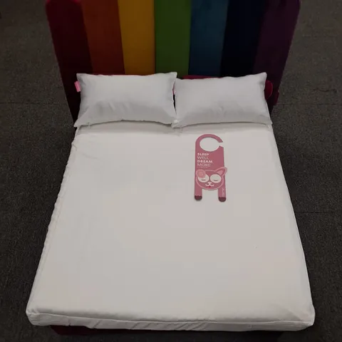 UNBOXED HOOMAN LUXURY DESIGNER DOG BED WITH HEADBOARD IN MULTI