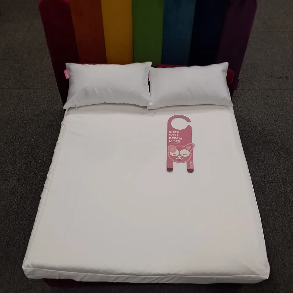 UNBOXED HOOMAN LUXURY DESIGNER DOG BED WITH HEADBOARD IN MULTI