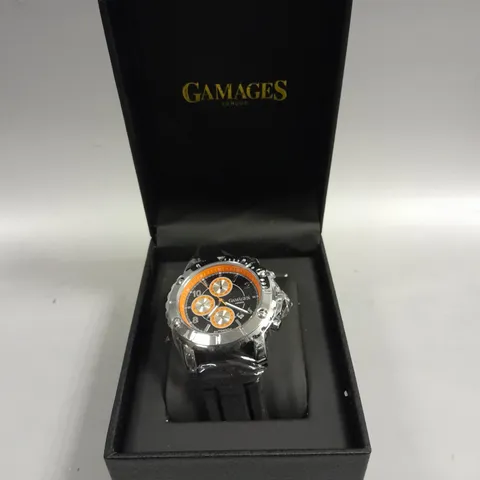 GAMAGES INNOVATOR STEEL BLACK DIAL WATCH