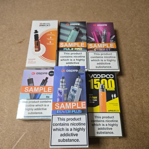 APPROXIMATELY 15 ASSORTED E-CIGARETTE PRODUCTS TO INCLUDE - ASPIRE, VOOPOO, REVOL ETC 