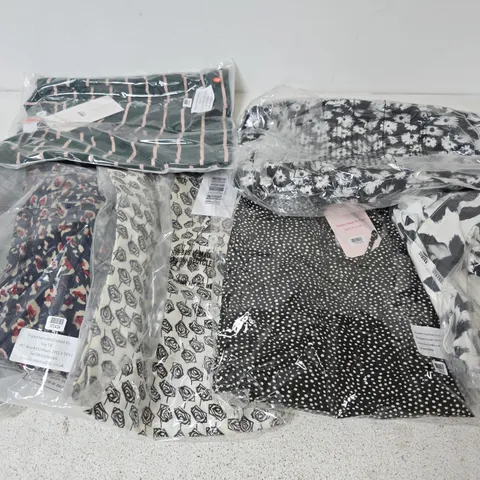 BOX OF APPROX 20 ASSORTED CLOTHING ITEMS TO INCLUDE SHIRTS, TOPS, PAJAMAS, ETC 