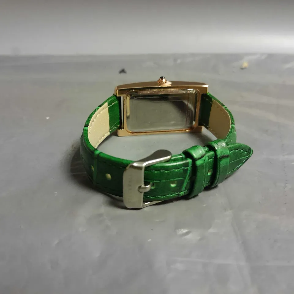 LADIES STOCKWELL WATCH – TEXTURED DIAL WITH SUB DIAL MINUTE HAND – GREEN LEATHER STRAP