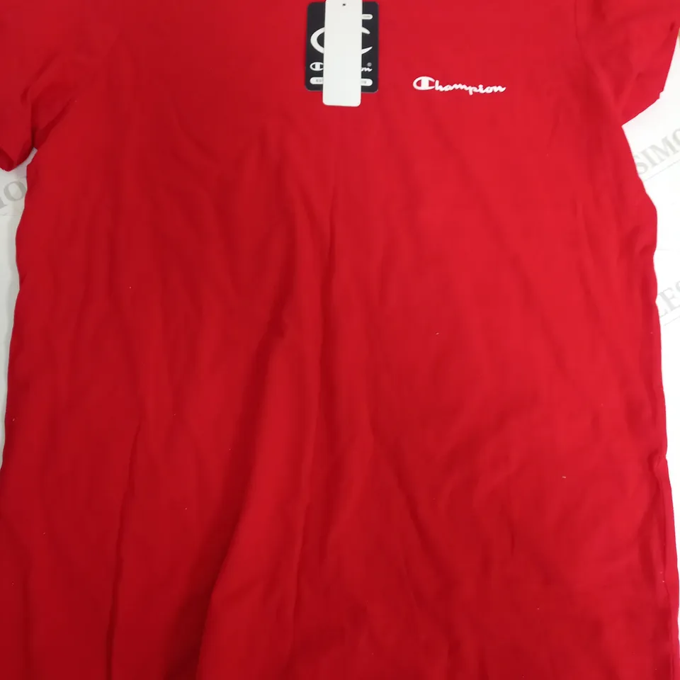 CHAMPION RED COTTON T-SHIRT - SMALL 