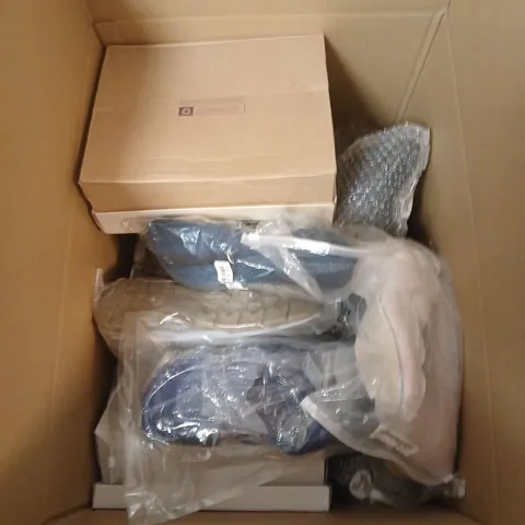 BOX OF APPROXIMATELY 12 PAIRS OF ASSORTED SHOES IN VARIOUS STYLES , COLOURS AND SIZES