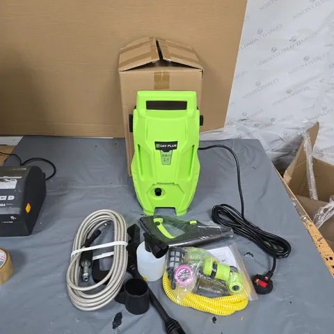 DAY PLUS ELECTRIC PRESSURE WASHER – NEON GREEN WITH HOSE & ACCESSORIES