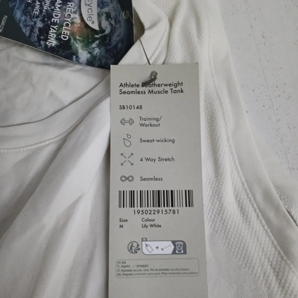 SWEATY BETTY ATHLETE WEIGHT SEAMLESS MUSCLE TANK – LILY WHITE, SIZE M