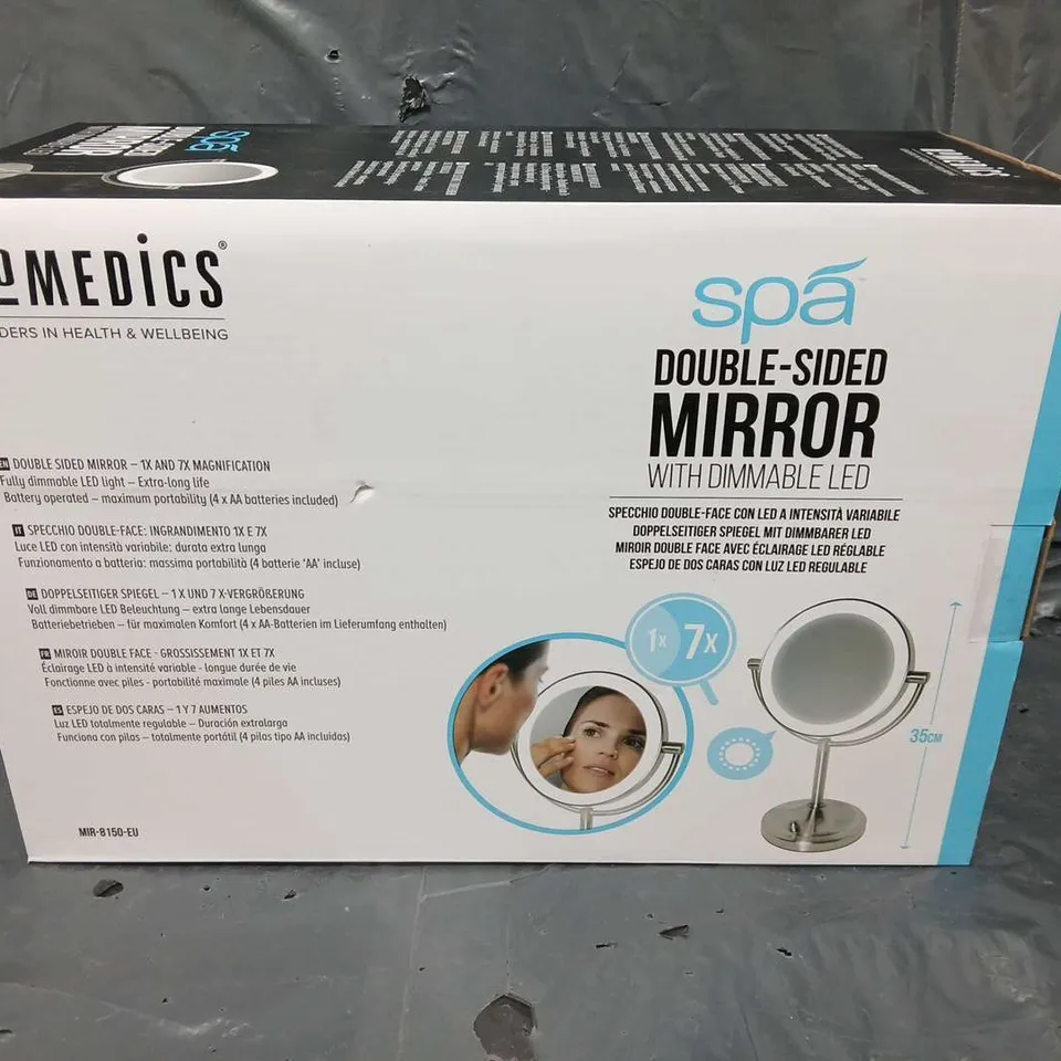 BOXED HOMEDICS SPA DOUBLE SIDED MIRROR WITH DIMMABLE LED 