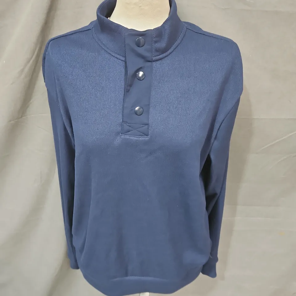 ADIDAS GO-TO COZY PULLOVER IN NAVY SIZE S