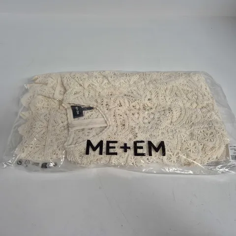 BAGGED ME+EM COTTON LACE MINI DRESS IN LIGHT CREAM - UK 10