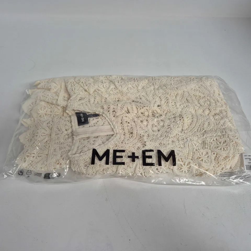 BAGGED ME+EM COTTON LACE MINI DRESS IN LIGHT CREAM - UK 10