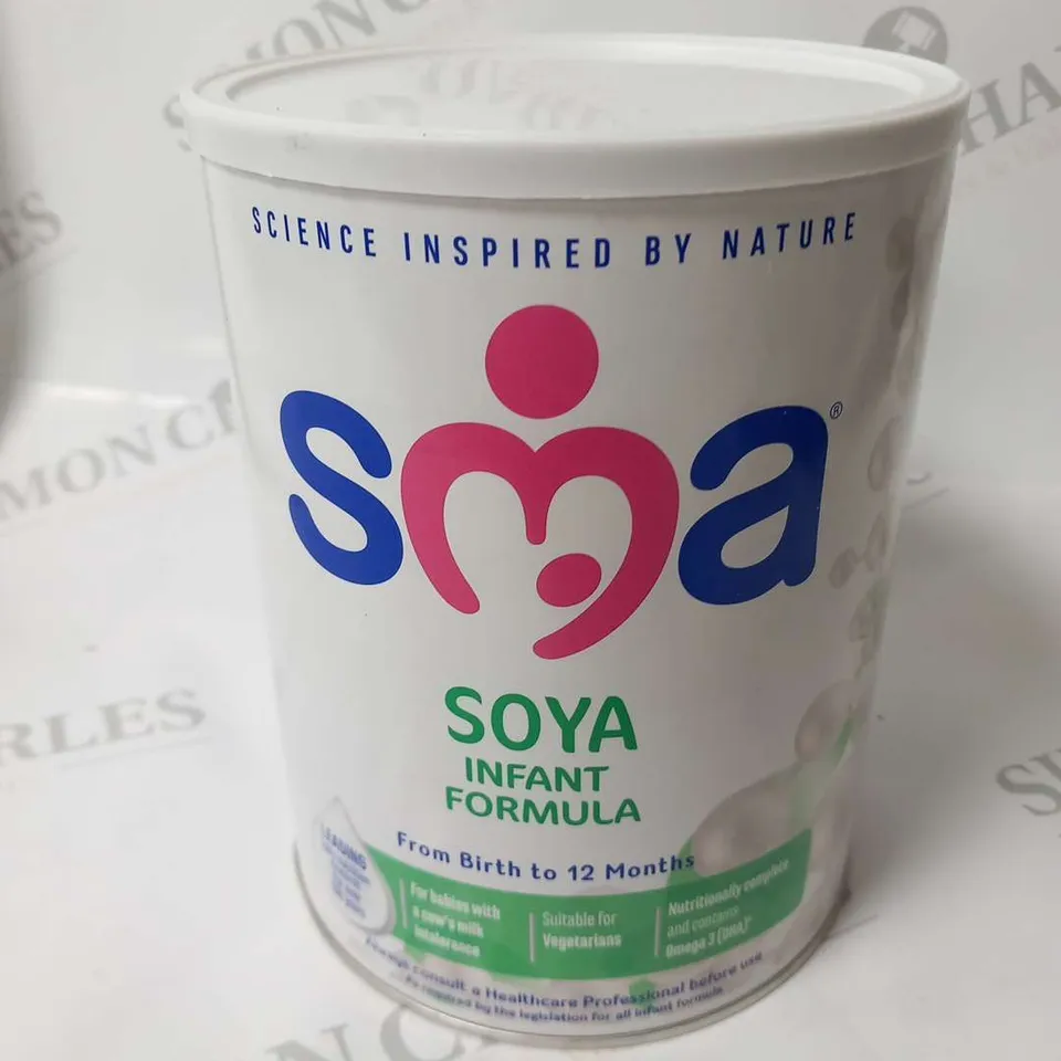 THREE TUBS OF SMA SOYA INFANT FORMULA FROM BIRTHTO 12 MONTHS 800G
