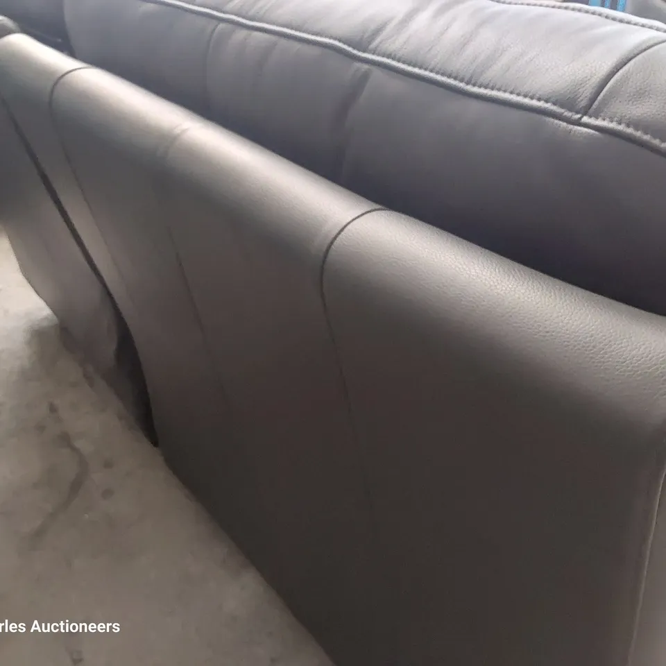 QUALITY BRITISH DESIGNER G PLAN SEATTLE POWER RECLINING THREE SEATER SOFA CAMBRIDGE PETROL BLUE LEATHER 