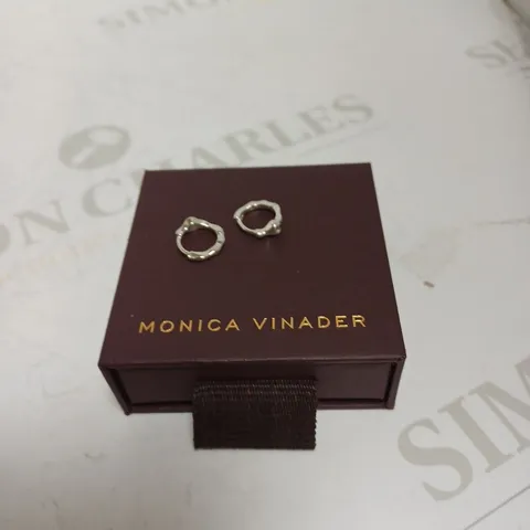 MONICA VINADER SILVER STONE ENCRUSTED HOOP EARRINGS