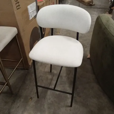 BOXED SET OF 2 DANETTI CREE BLACK FRAME CREAM TEXTURED CHENILLE BARSTOOLS (2 BOXES)