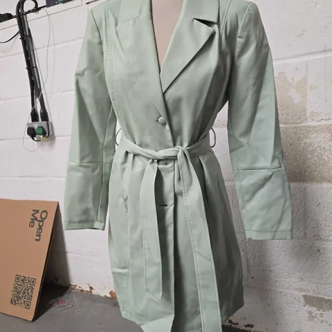 CENTIGRADE LADIES FAUX LEATHER COAT - MINT GREEN - SIZE MEDIUM