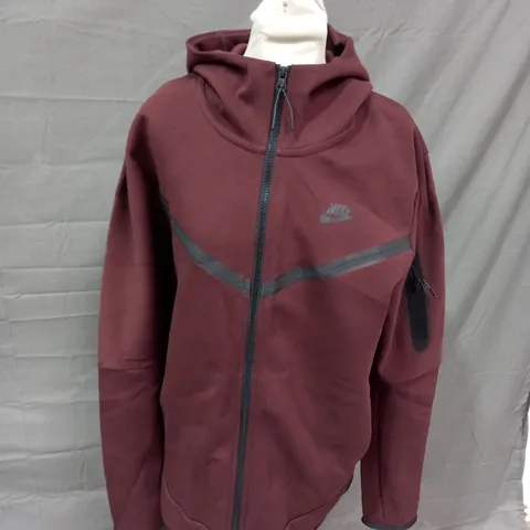 NIKE TECH FLEECE JACKET WITH HOOD - DARK BURGUNDY - MEDIUM