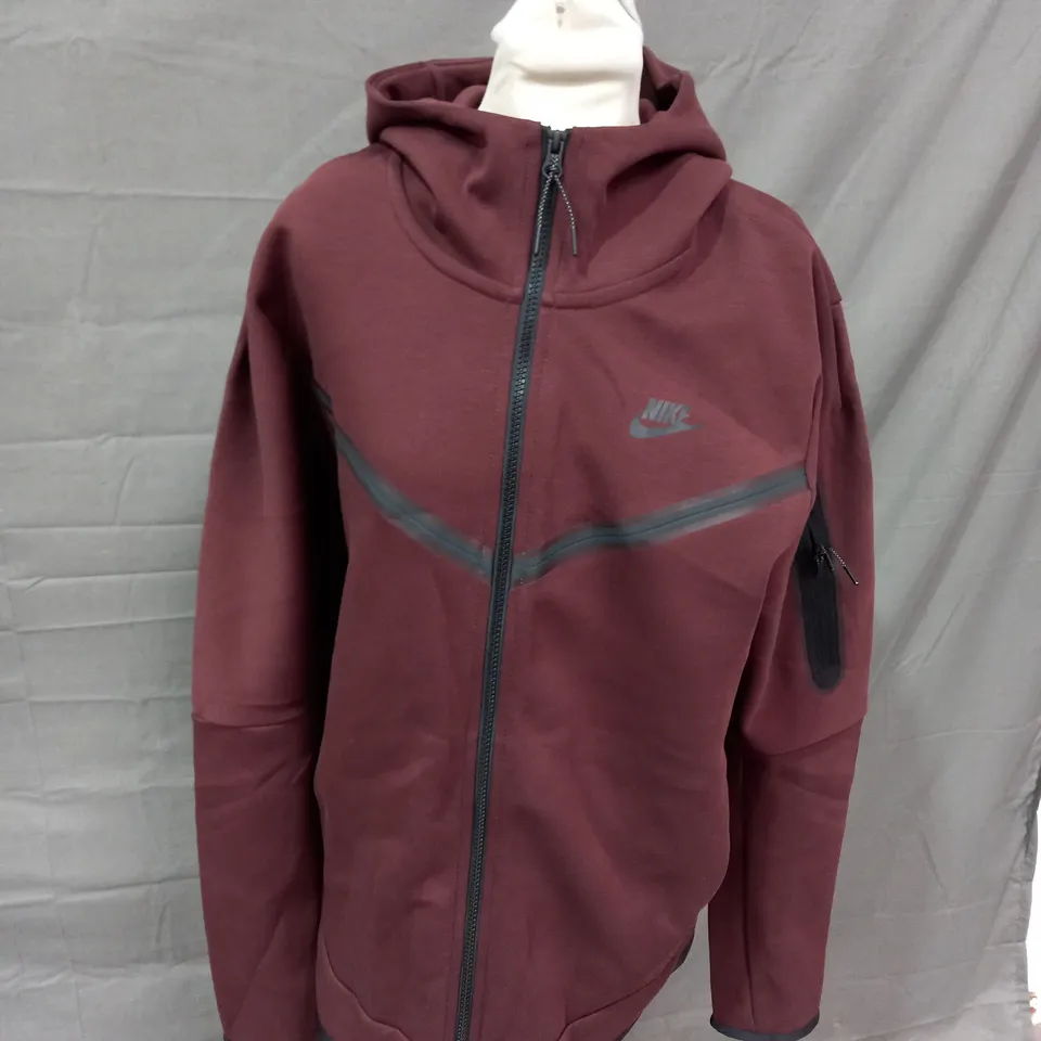 NIKE TECH FLEECE JACKET WITH HOOD - DARK BURGUNDY - MEDIUM