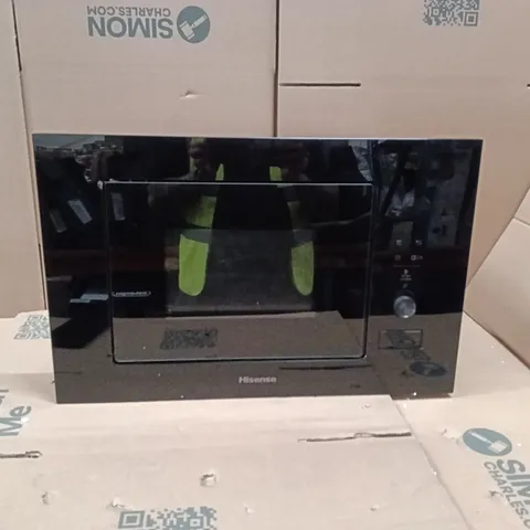 BOXED HISENSE BIM320G52BGUK 20 LITRE 38CM HIGH, BUILT IN SMALL MICROWAVE WITH GRILL - BLACK