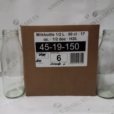 BOXED SET OF 6 GLASS MILK BOTTLES 