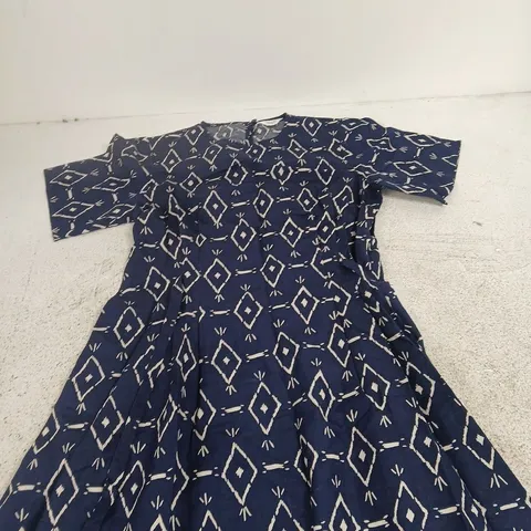 TOAST LINEN DRESS β NAVY GEOMETRIC PRINT, UK SIZE 10