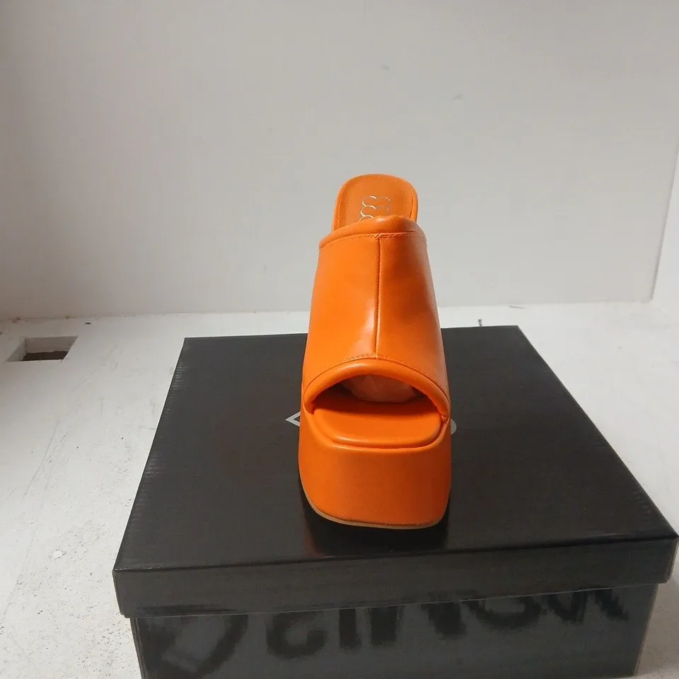 WOMEN'S ORANGE PLATFORM MULE SANDALS UK 8
