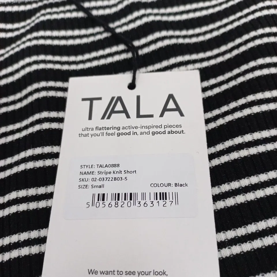 TALA STRIPE KNIT SHORT – BLACK, SIZE SMALL