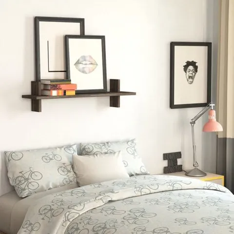 BOXED HOMITIS FLOATING WALL SHELF STORAGE BROWN 20CM H X 80CM W X 20CM D