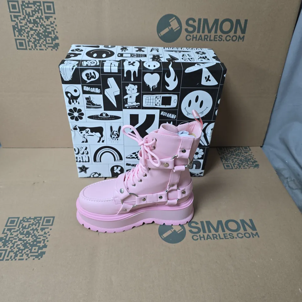 BOXED KOI YAMI PASTEL PINK PLATFORM BOOTS SIZE UK 4 