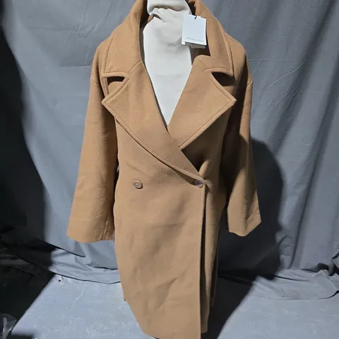 NOBODYS CHILD PETITE MIZI WRAP COAT IN BROWN - UK SMALL