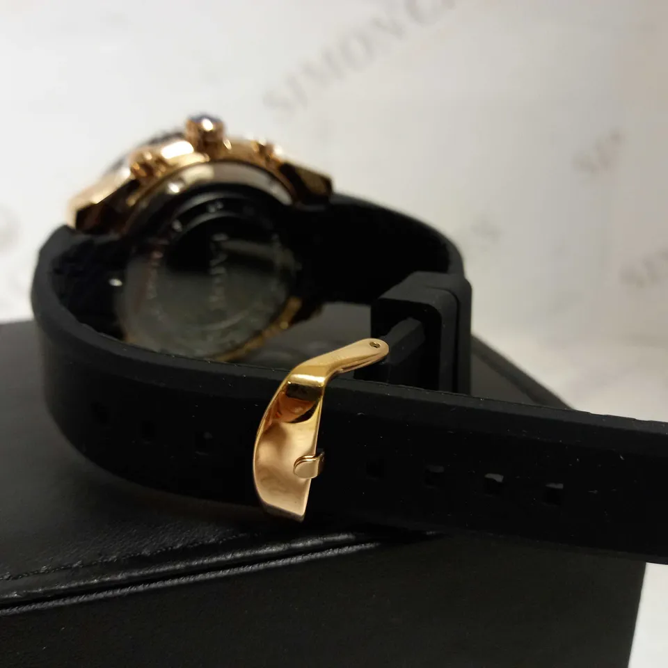 LATOR CALIBRE BLACK DIAL RUBBER STRAP WATCH RRP £550