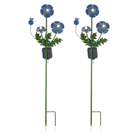 OUTLET GARDEN STORIES COLOUR SPLASH SET OF 2 POPPY STAKE LIGHTS