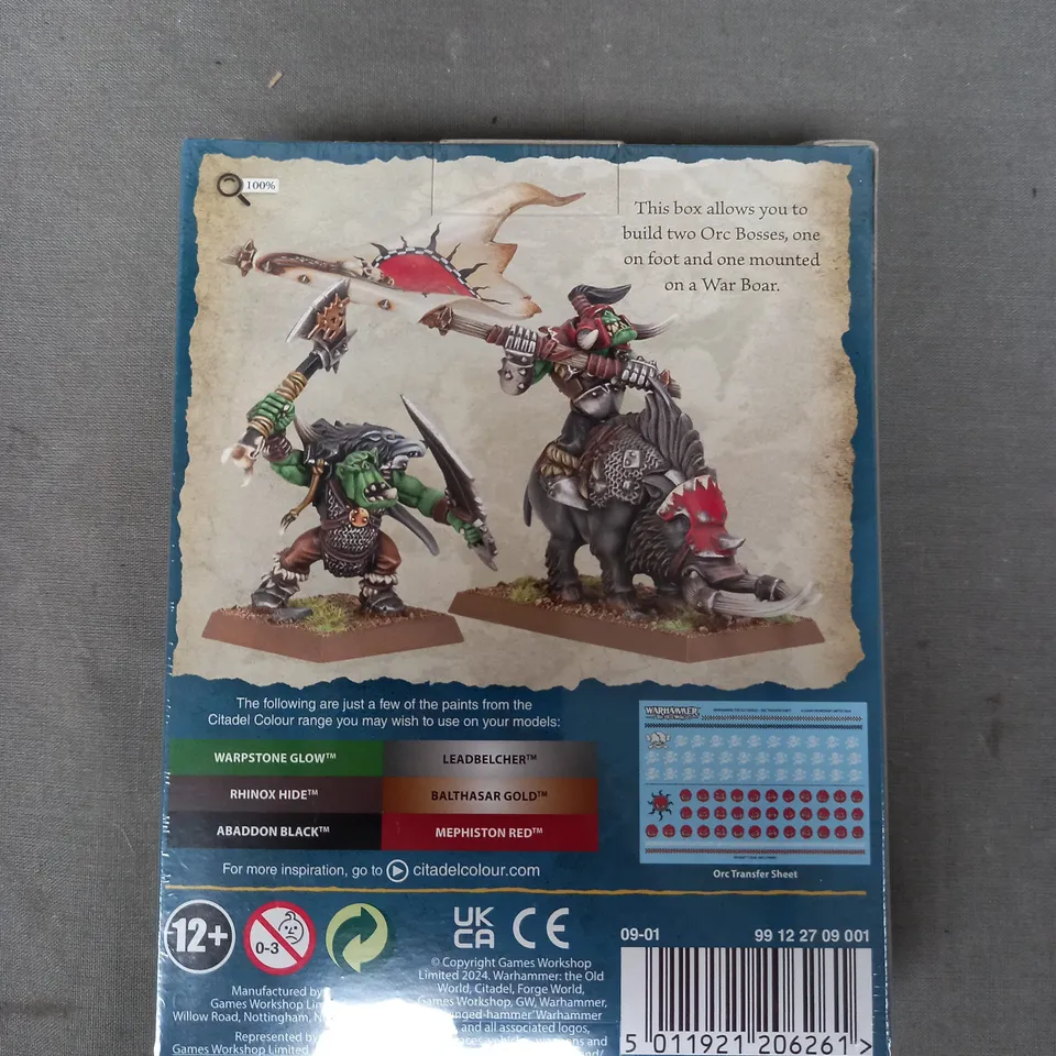 BOXED WARHAMMER THE OLD WORLD ORC & GOBLIN TRIBES ORC BOSSES 2 MINIATURE SET