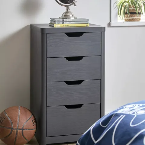 ASPEN CHILDREN'S SLIM 4 DRAWER CHEST - DARK GREY - COLLECTION ONLY