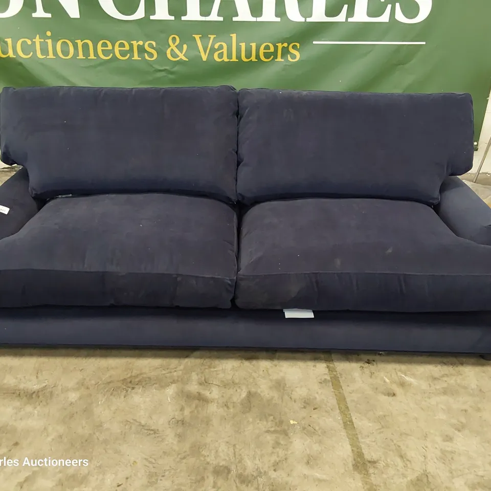 QUALITY BRITISH DESIGNER LOUNGE Co. HOLLY THREE SEATER SOFA NAVY PLUSH FABRIC 