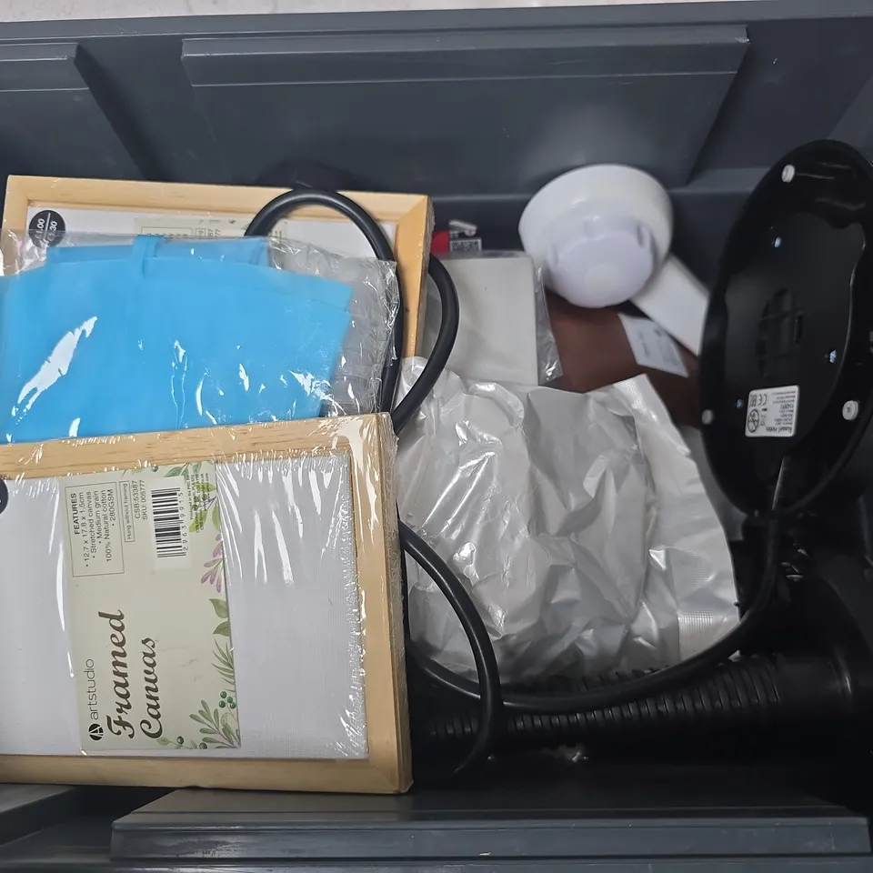 APPROXIMATELY 15 ASSORTED HOUSEHOLD ITEMS TO INCLUDE UNIBOND NO MORE NAILS, FRAMED CANVAS, GATE OPENERS, ETC